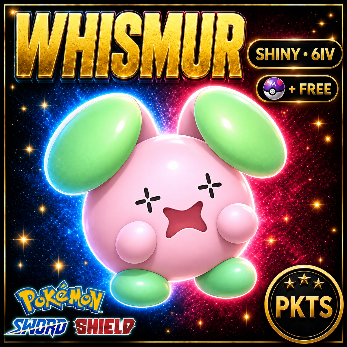 Shiny Whismur Pokémon Sword Shield 6IV PKTS Image 1