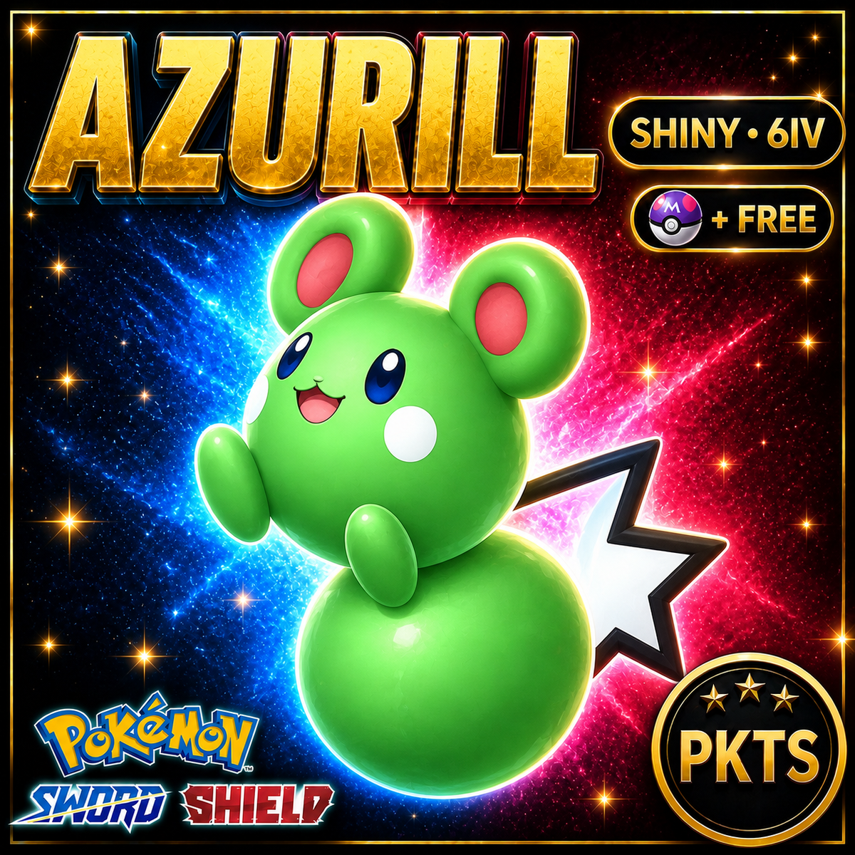 Shiny Azurill Pokémon Sword Shield 6IV PKTS Image 1