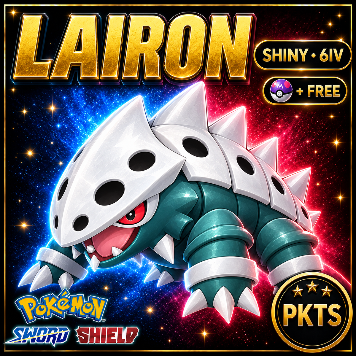 Shiny Lairon Pokémon Sword Shield 6IV PKTS Image 1