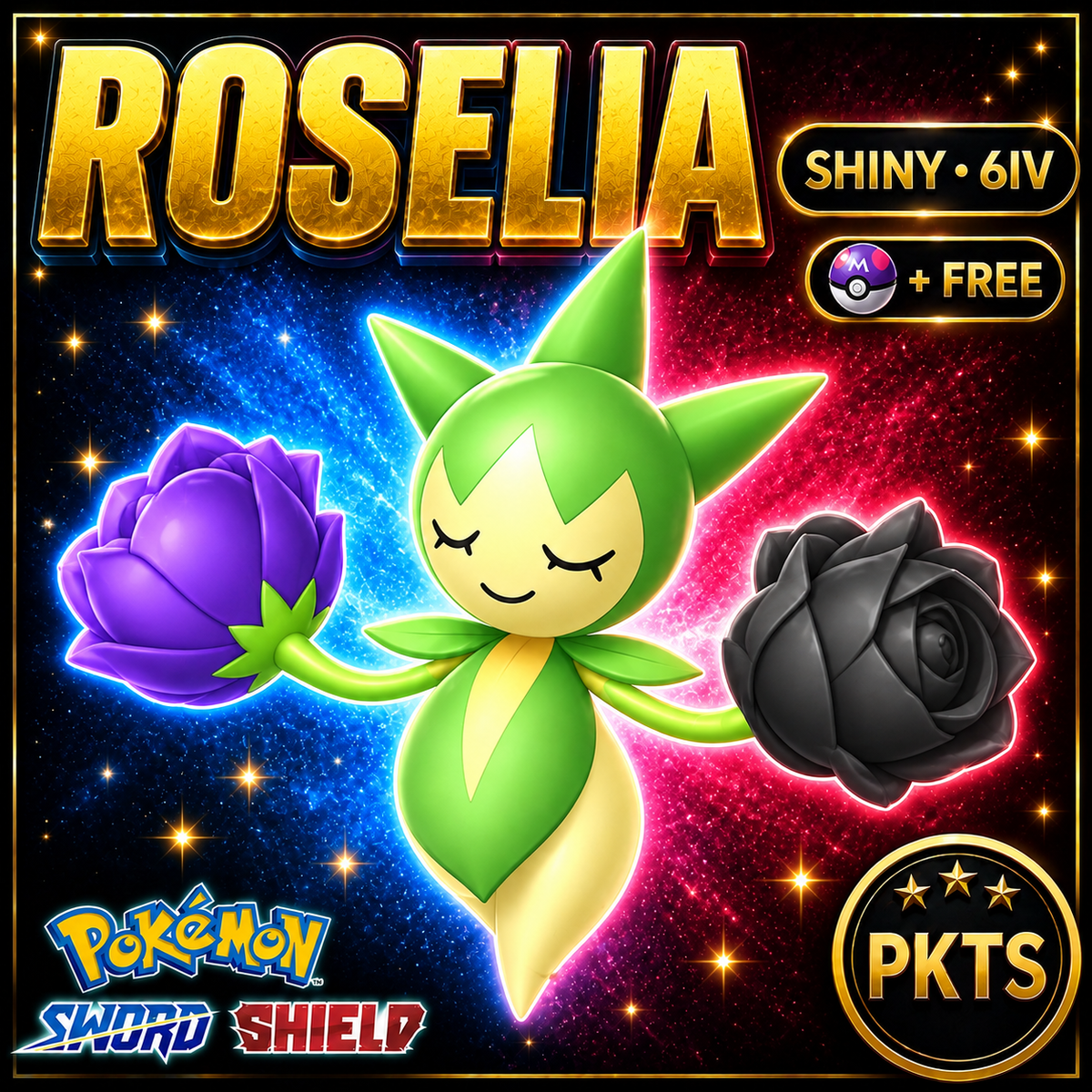 Shiny Roselia Pokémon Sword Shield 6IV PKTS Image 1