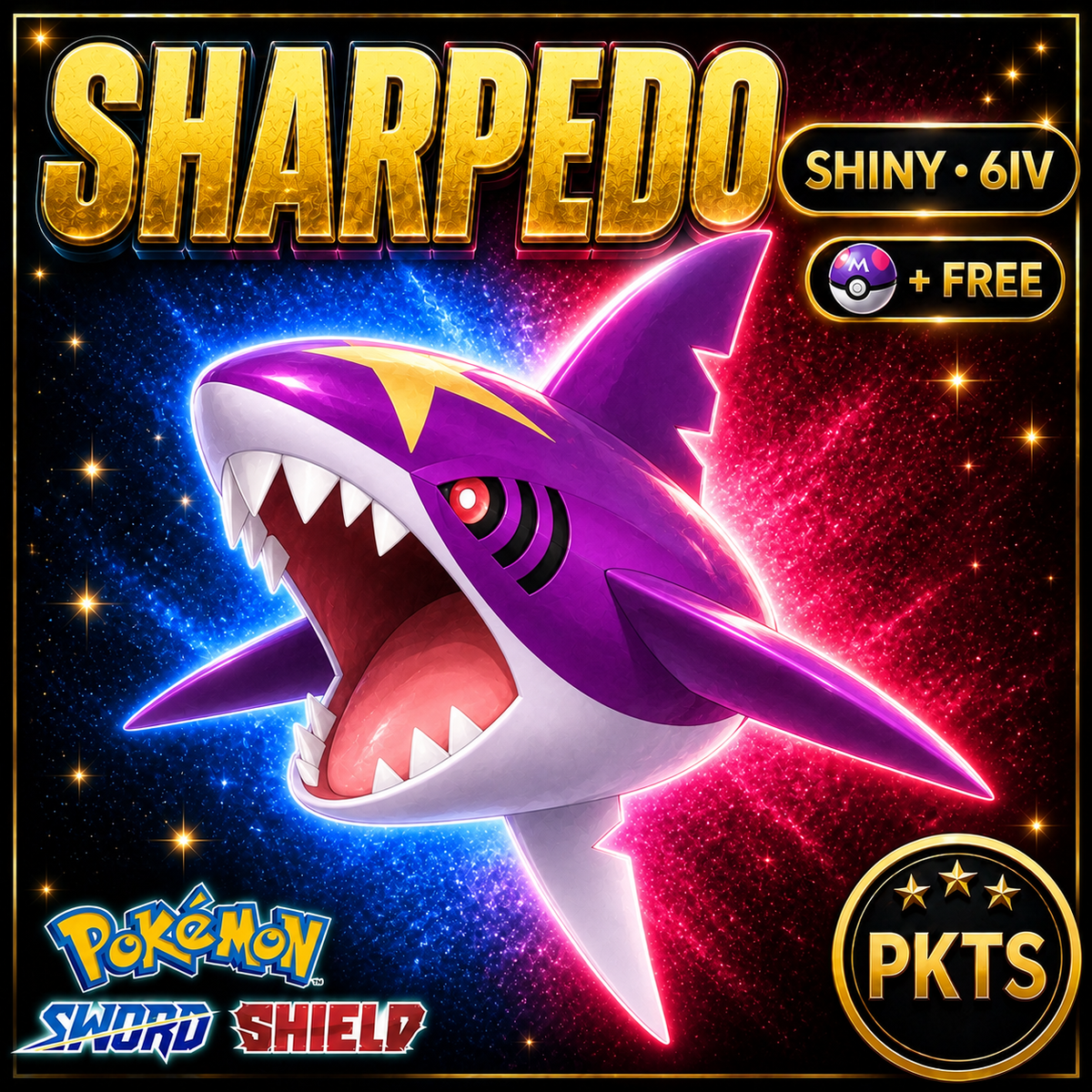 Shiny Sharpedo Pokémon Sword Shield 6IV PKTS Image 1