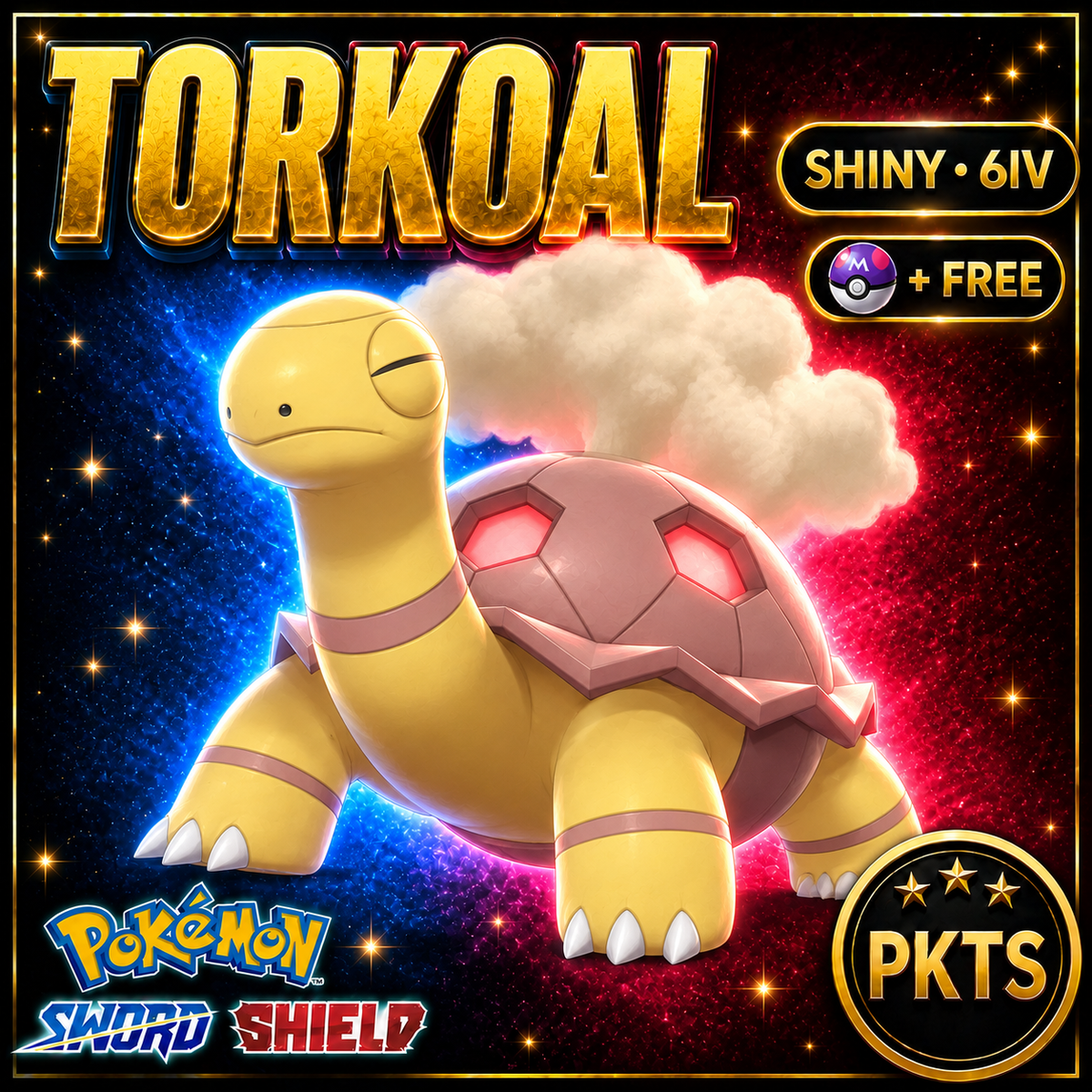 Shiny Torkoal Pokémon Sword Shield 6IV PKTS Image 1