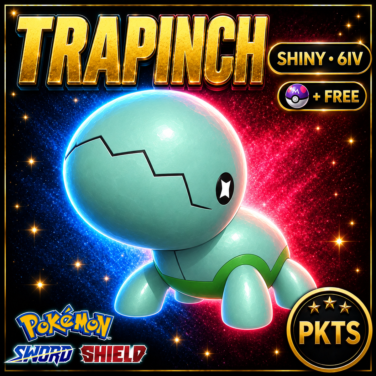 Shiny Trapinch Pokémon Sword Shield 6IV PKTS Image 1