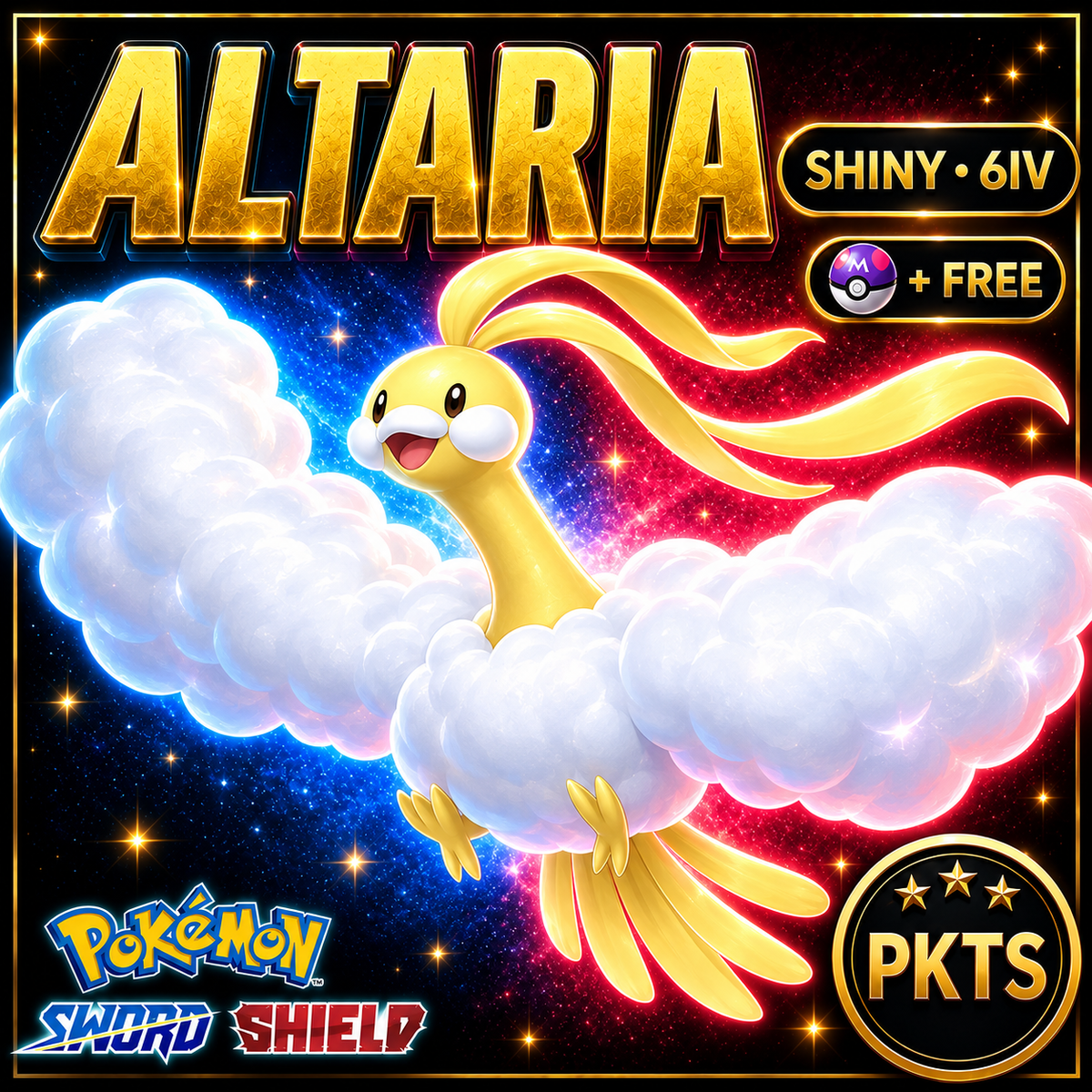 Shiny Altaria Pokémon Sword Shield 6IV PKTS Image 1