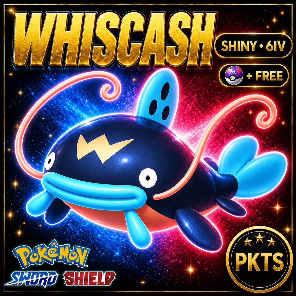 Shiny Whiscash Pokémon Sword Shield 6IV PKTS Image 1