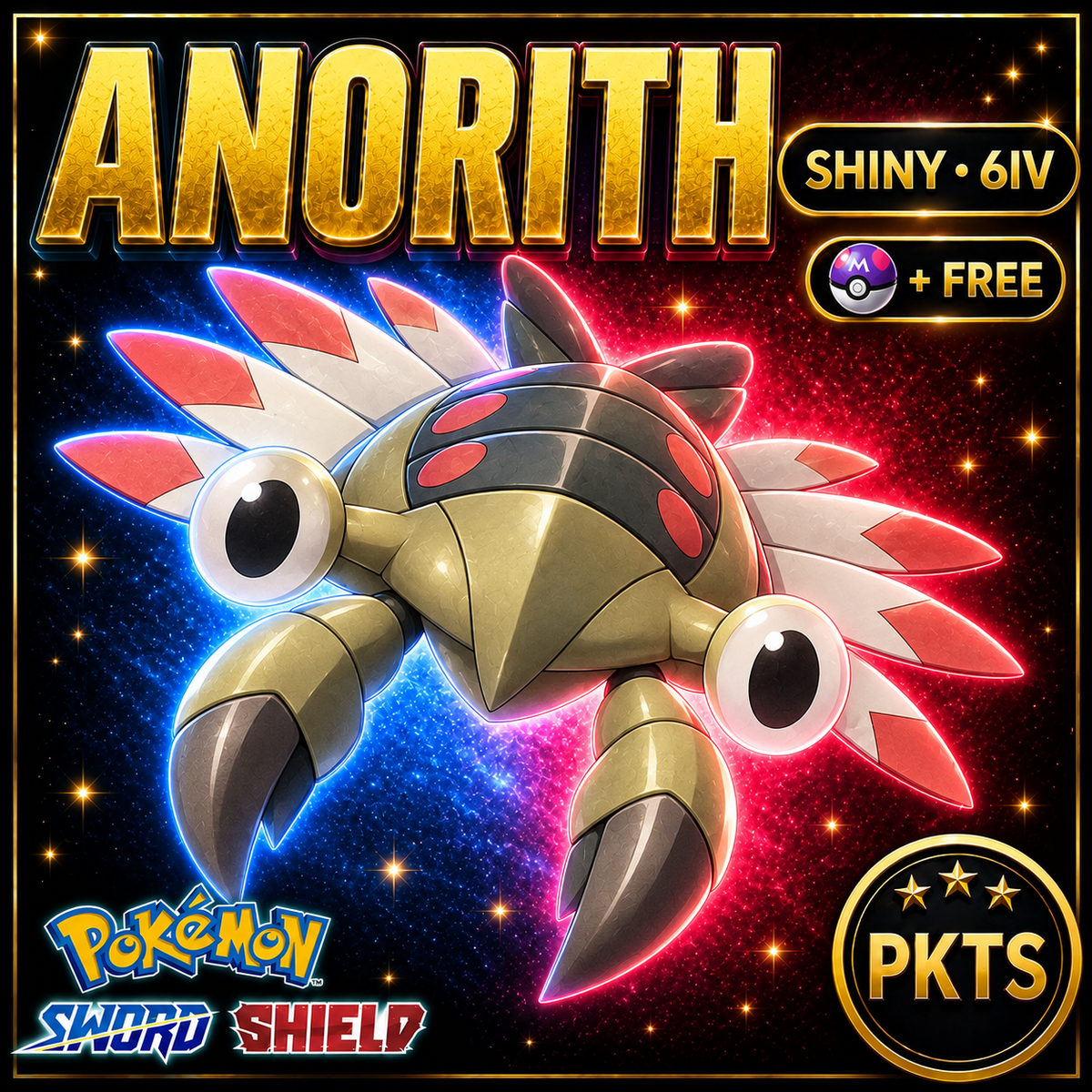 Shiny Anorith Pokémon Sword Shield 6IV PKTS Image 1