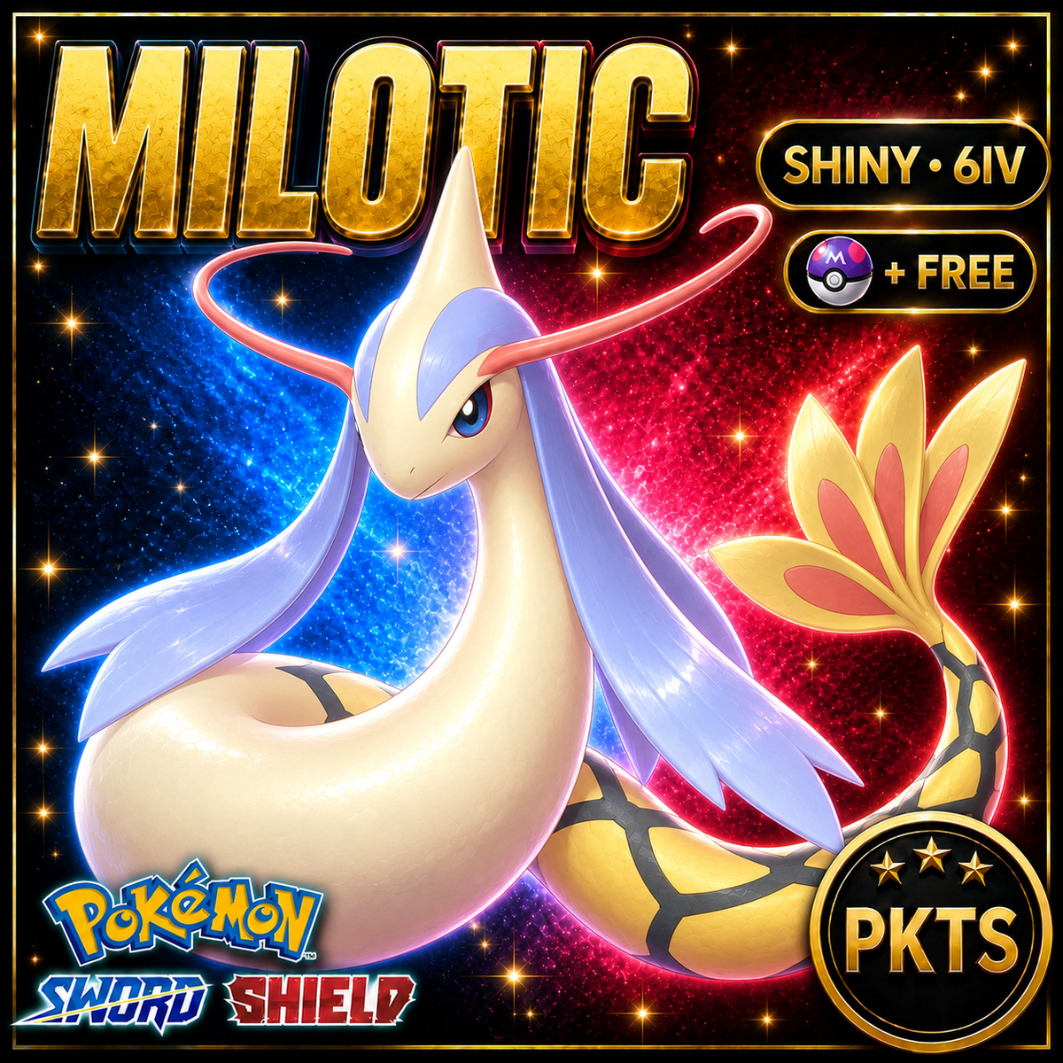 Shiny Milotic Pokémon Sword Shield 6IV PKTS Image 1