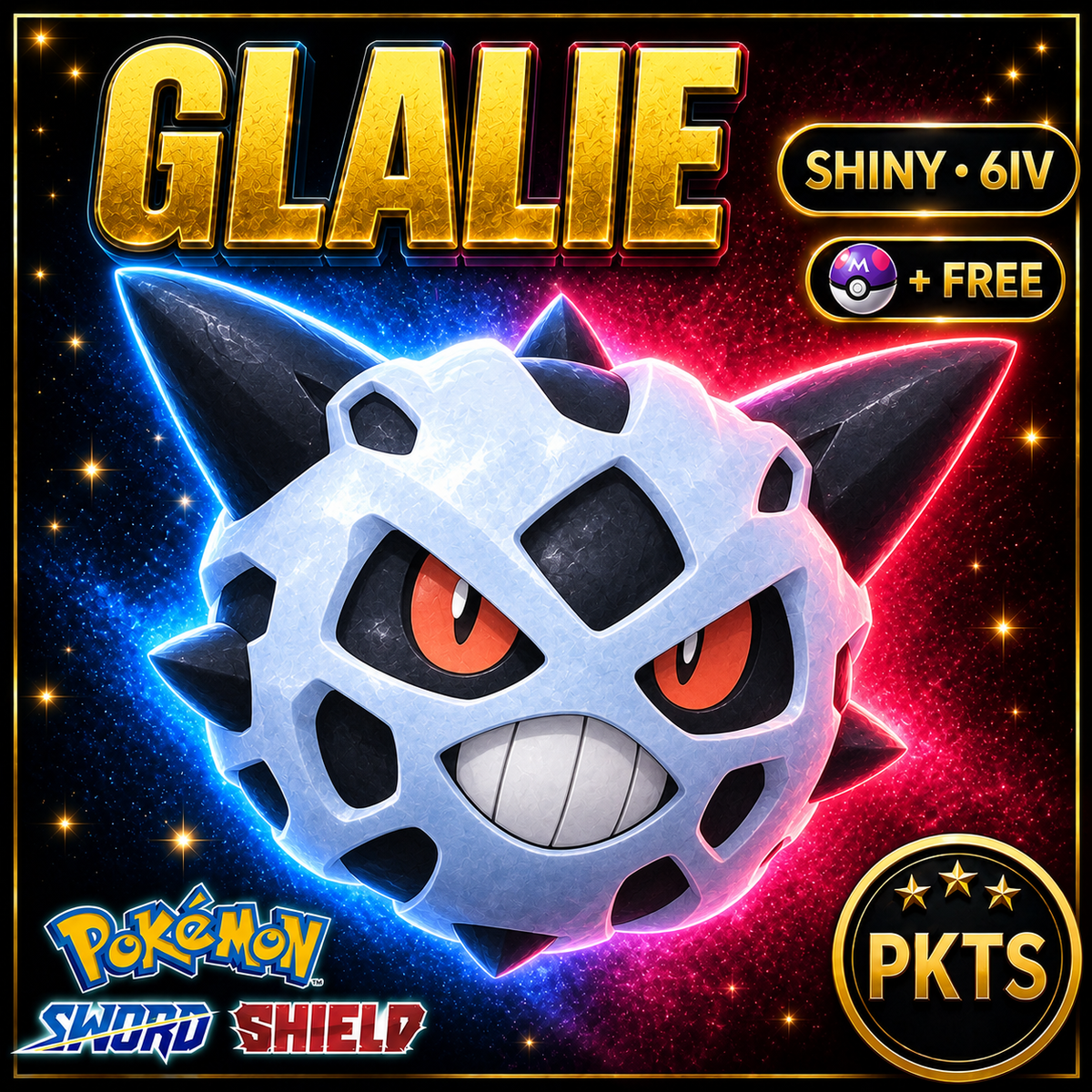 Shiny Glalie Pokémon Sword Shield 6IV PKTS Image 1