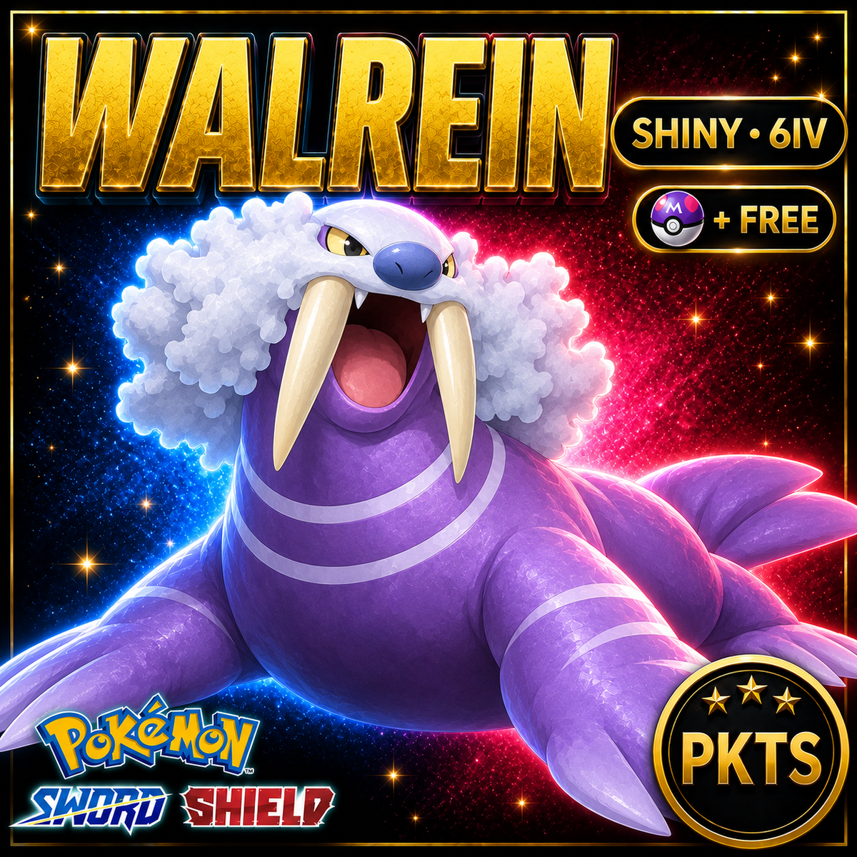 Shiny Walrein Pokémon Sword Shield 6IV PKTS Image 1