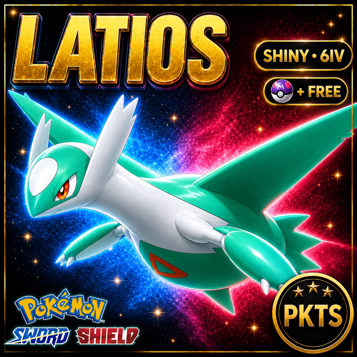 Shiny Latios Pokémon Sword Shield 6IV PKTS Image 1