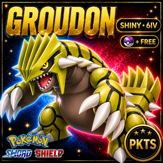 Shiny Groudon Pokémon Sword Shield 6IV PKTS Image 1