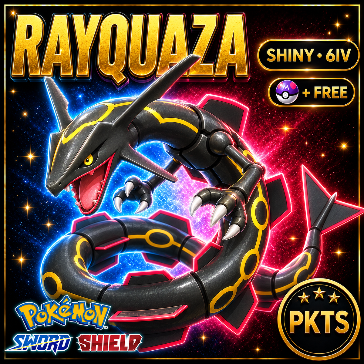 Shiny Rayquaza Pokémon Sword Shield 6IV PKTS Image 1