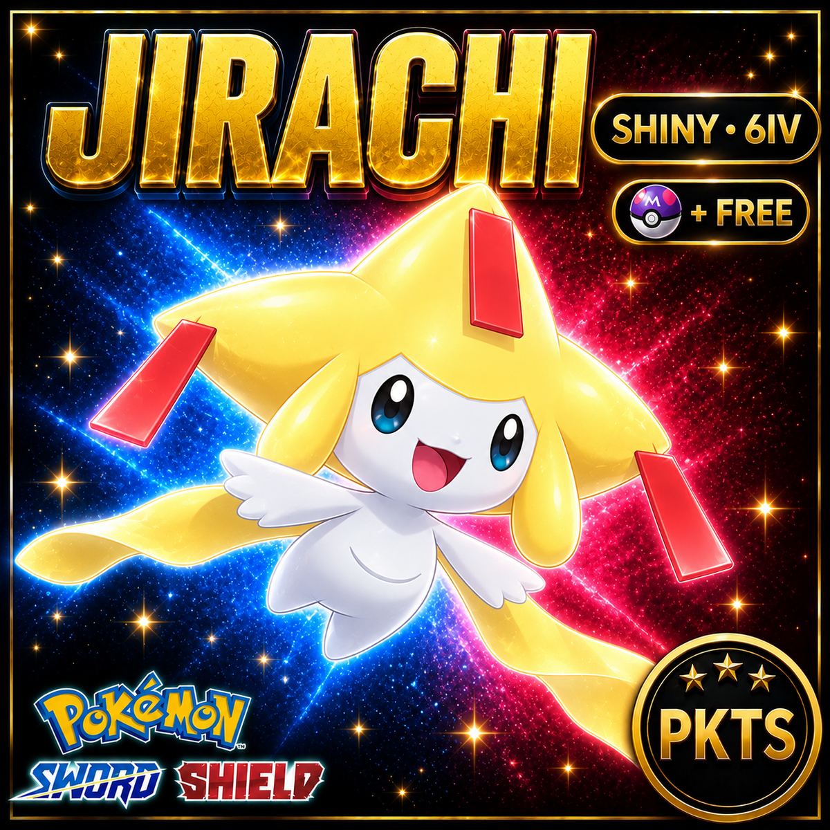 Shiny Jirachi Pokémon Sword Shield 6IV PKTS Image 1
