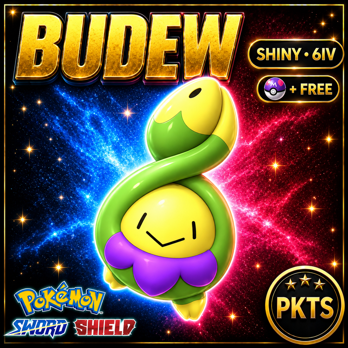 Shiny Budew Pokémon Sword Shield 6IV PKTS Image 1
