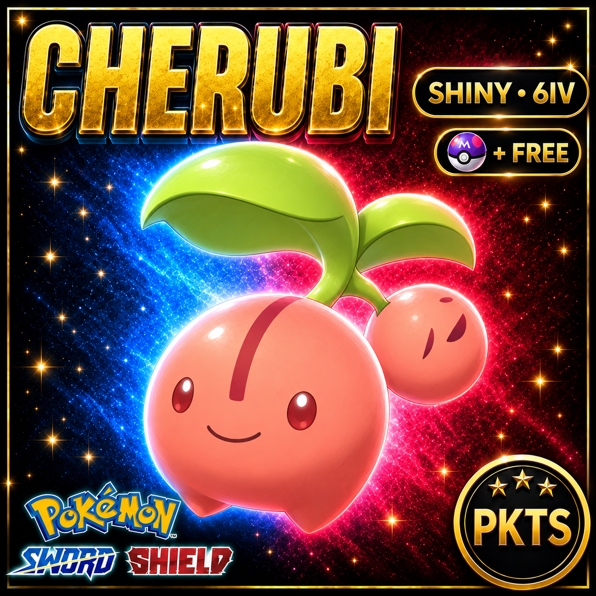 Shiny Cherubi Pokémon Sword Shield 6IV PKTS Image 1