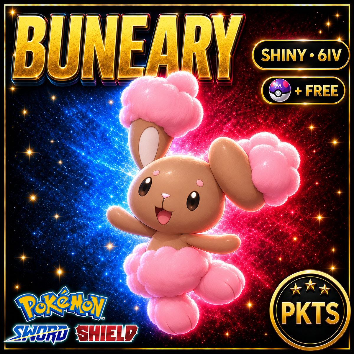 Shiny Buneary Pokémon Sword Shield 6IV PKTS Image 1
