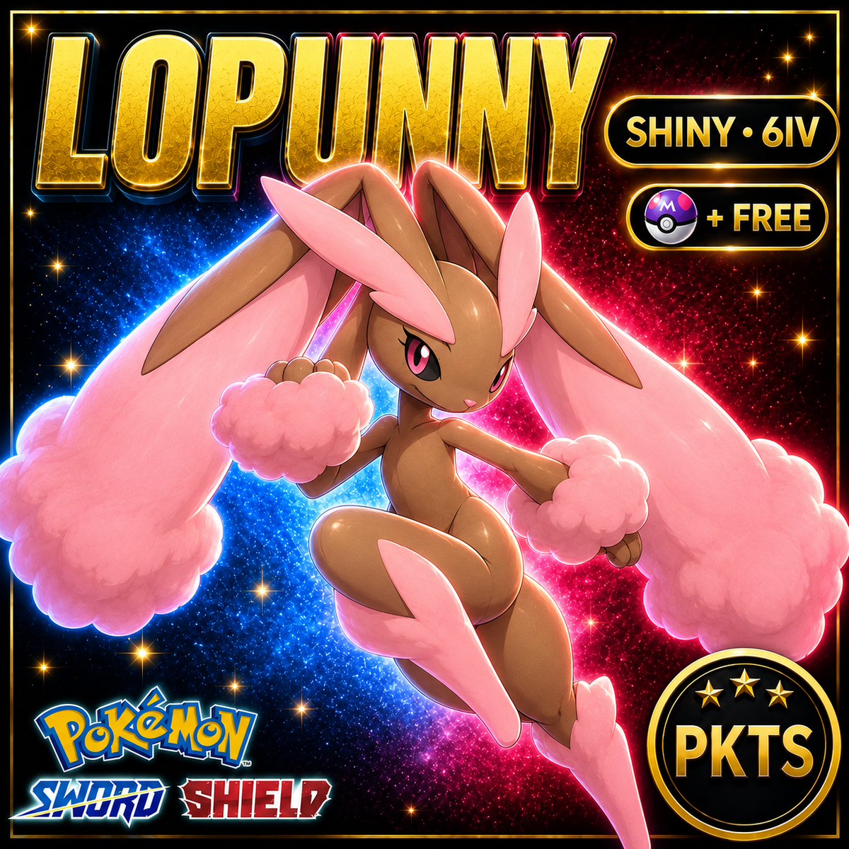 Shiny Lopunny Pokémon Sword Shield 6IV PKTS Image 1