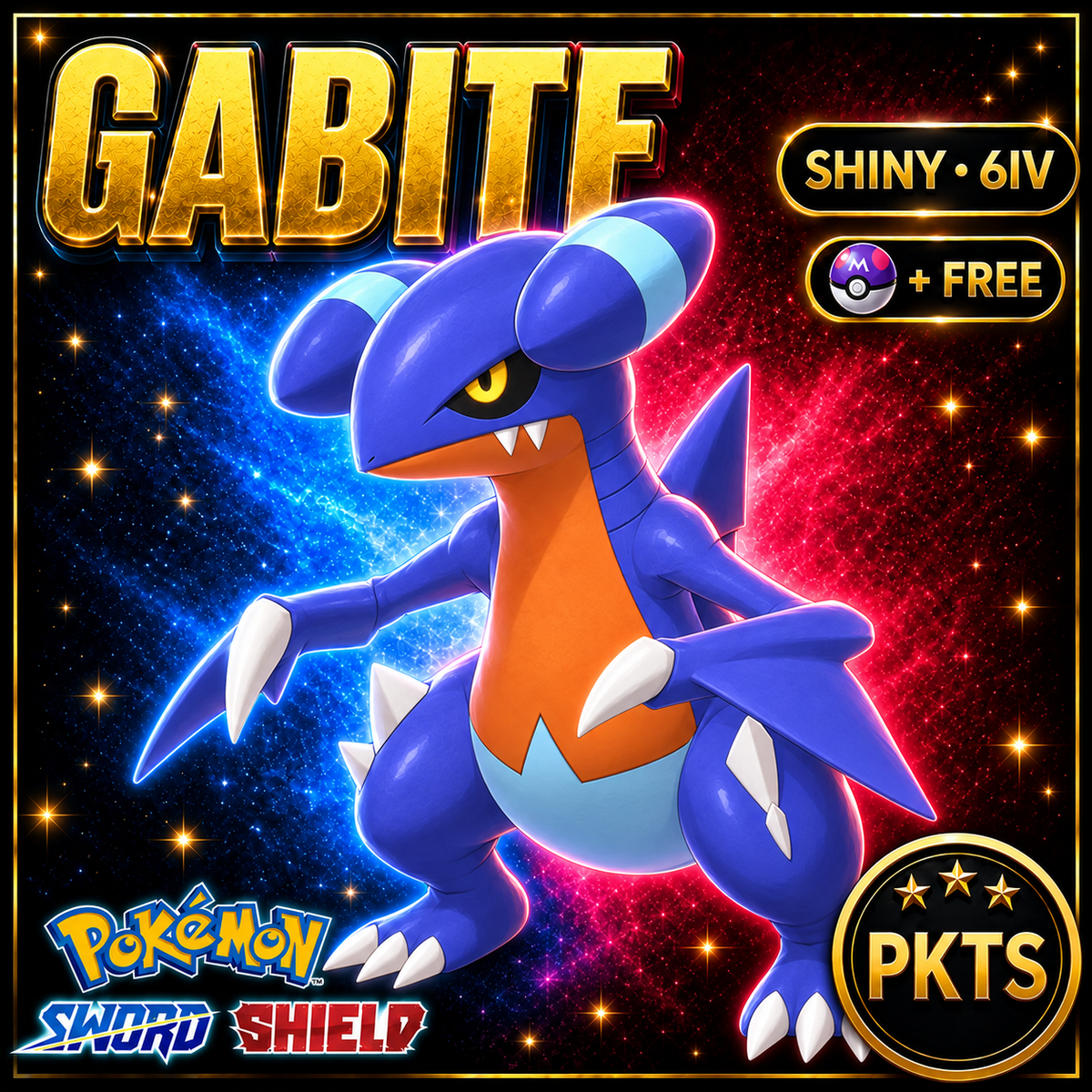 Shiny Gabite Pokémon Sword Shield 6IV PKTS Image 1