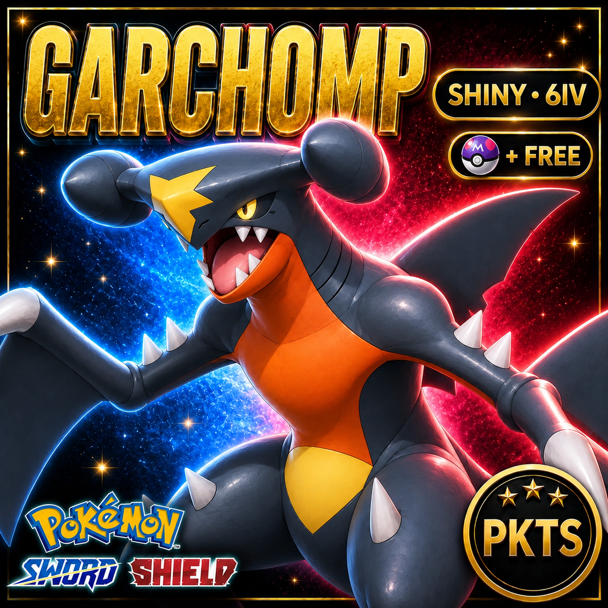 Shiny Garchomp Pokémon Sword Shield 6IV PKTS Image 1