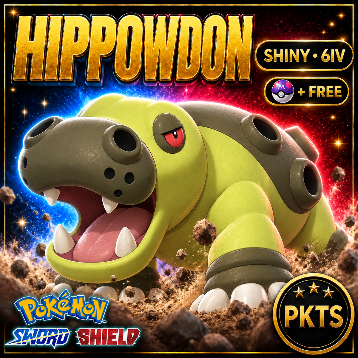 Shiny Hippowdon Pokémon Sword Shield 6IV PKTS Image 1