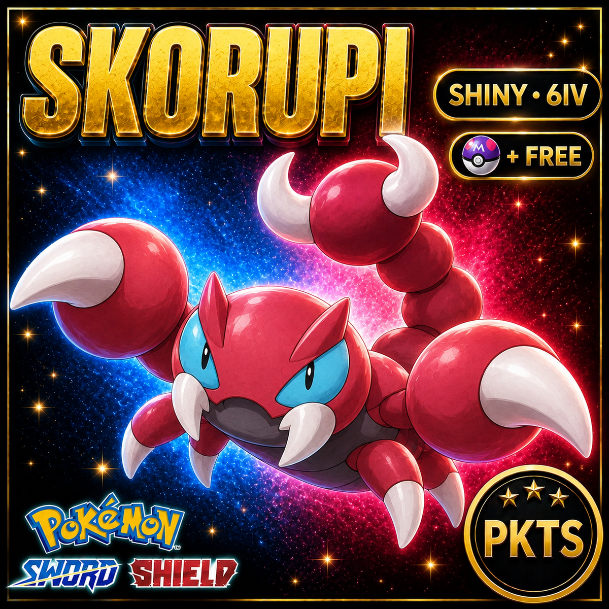 Shiny Skorupi Pokémon Sword Shield 6IV PKTS Image 1