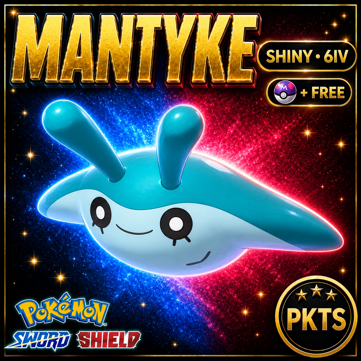Shiny Mantyke Pokémon Sword Shield 6IV PKTS Image 1