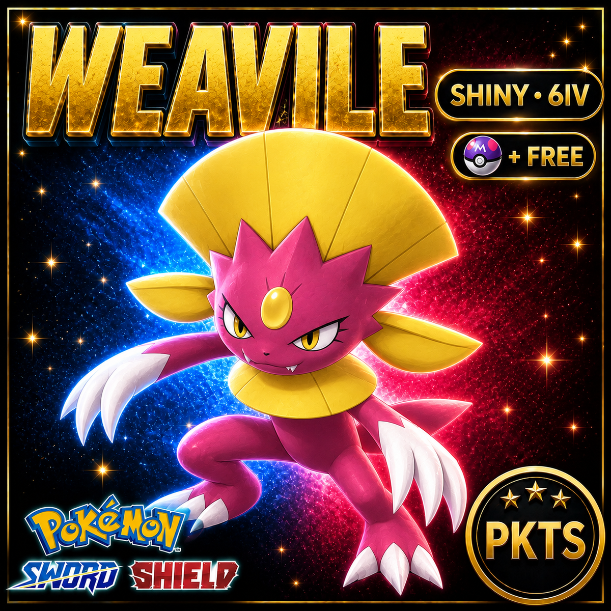 Shiny Weavile Pokémon Sword Shield 6IV PKTS Image 1