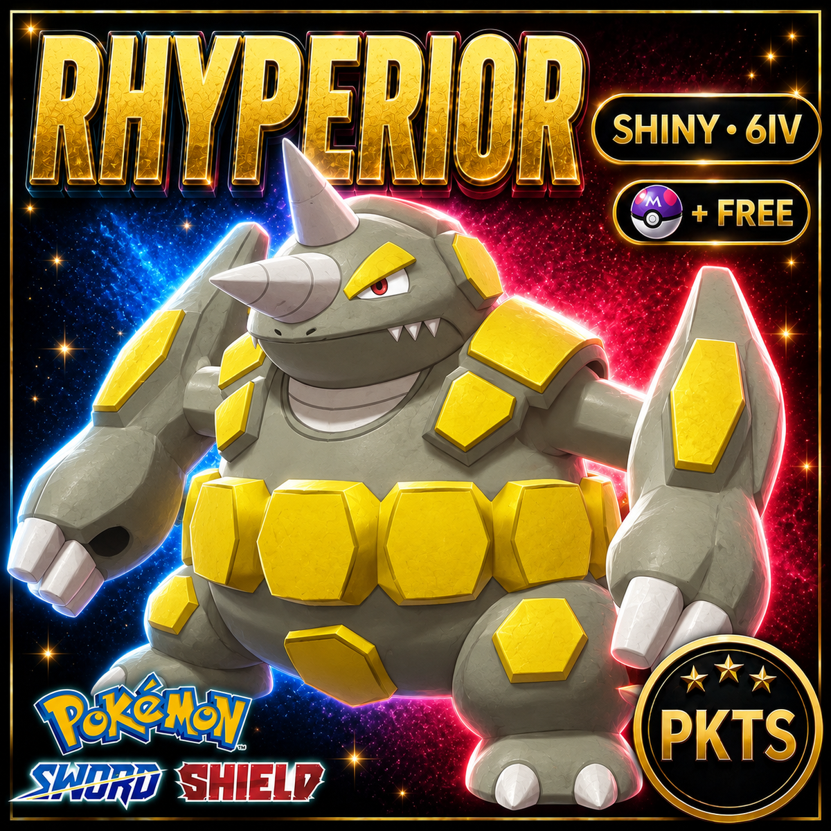 Shiny Rhyperior Pokémon Sword Shield 6IV PKTS Image 1