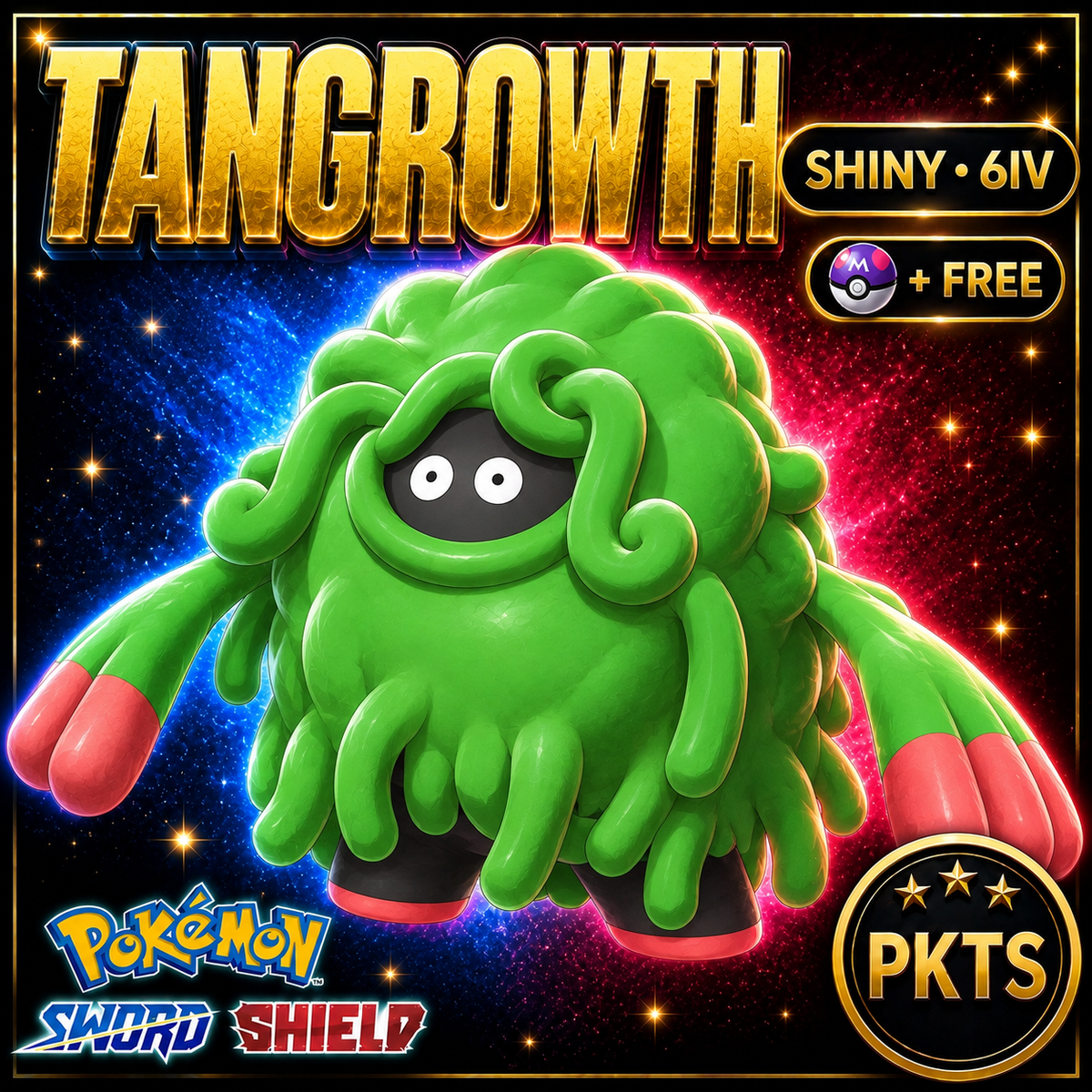 Shiny Tangrowth Pokémon Sword Shield 6IV PKTS Image 1