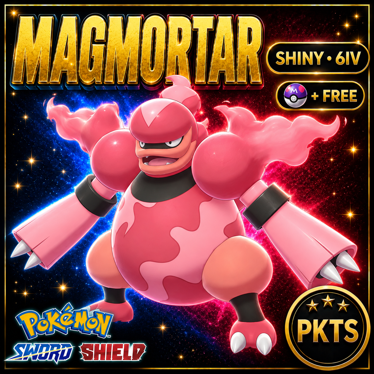 Shiny Magmortar Pokémon Sword Shield 6IV PKTS Image 1