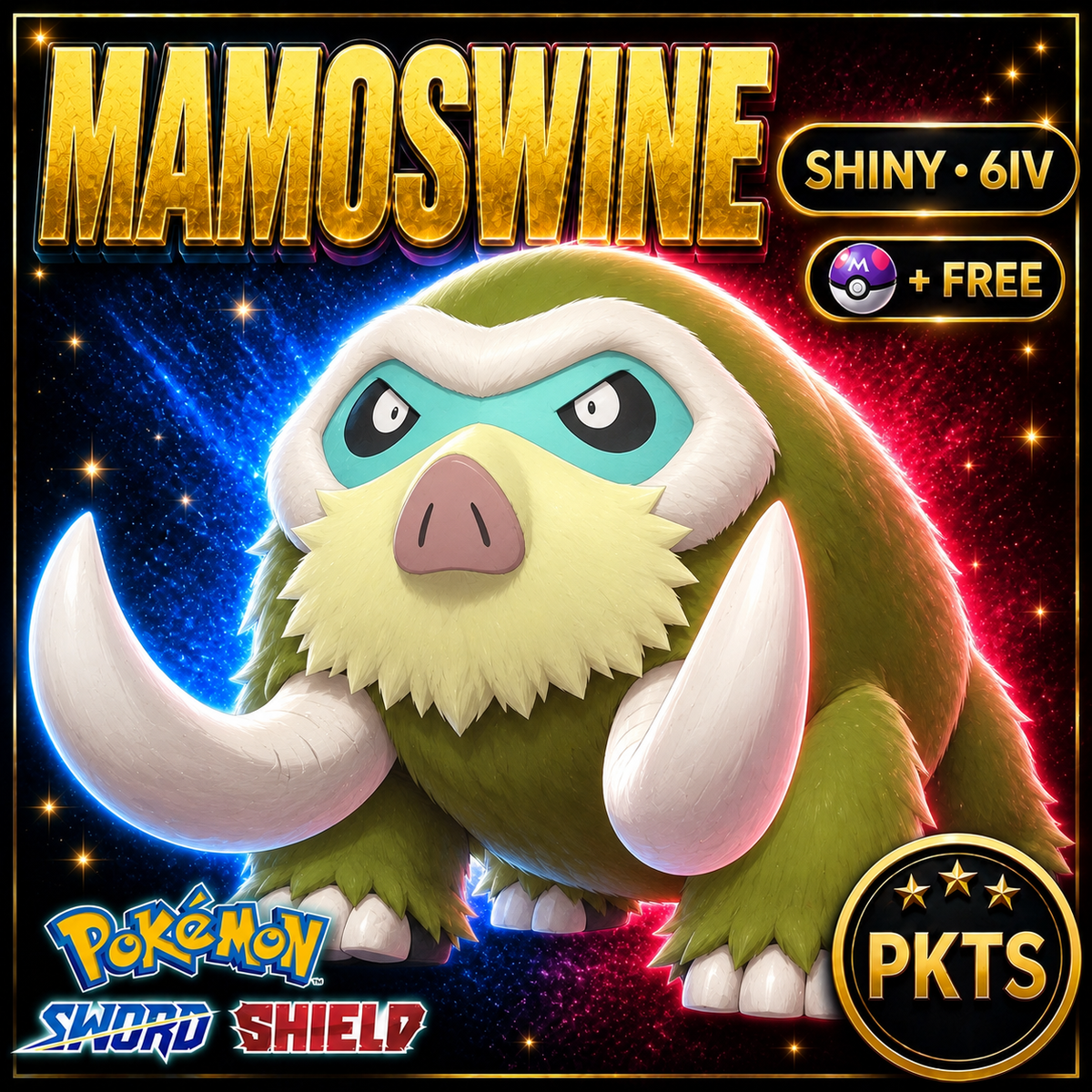 Shiny Mamoswine Pokémon Sword Shield 6IV PKTS Image 1