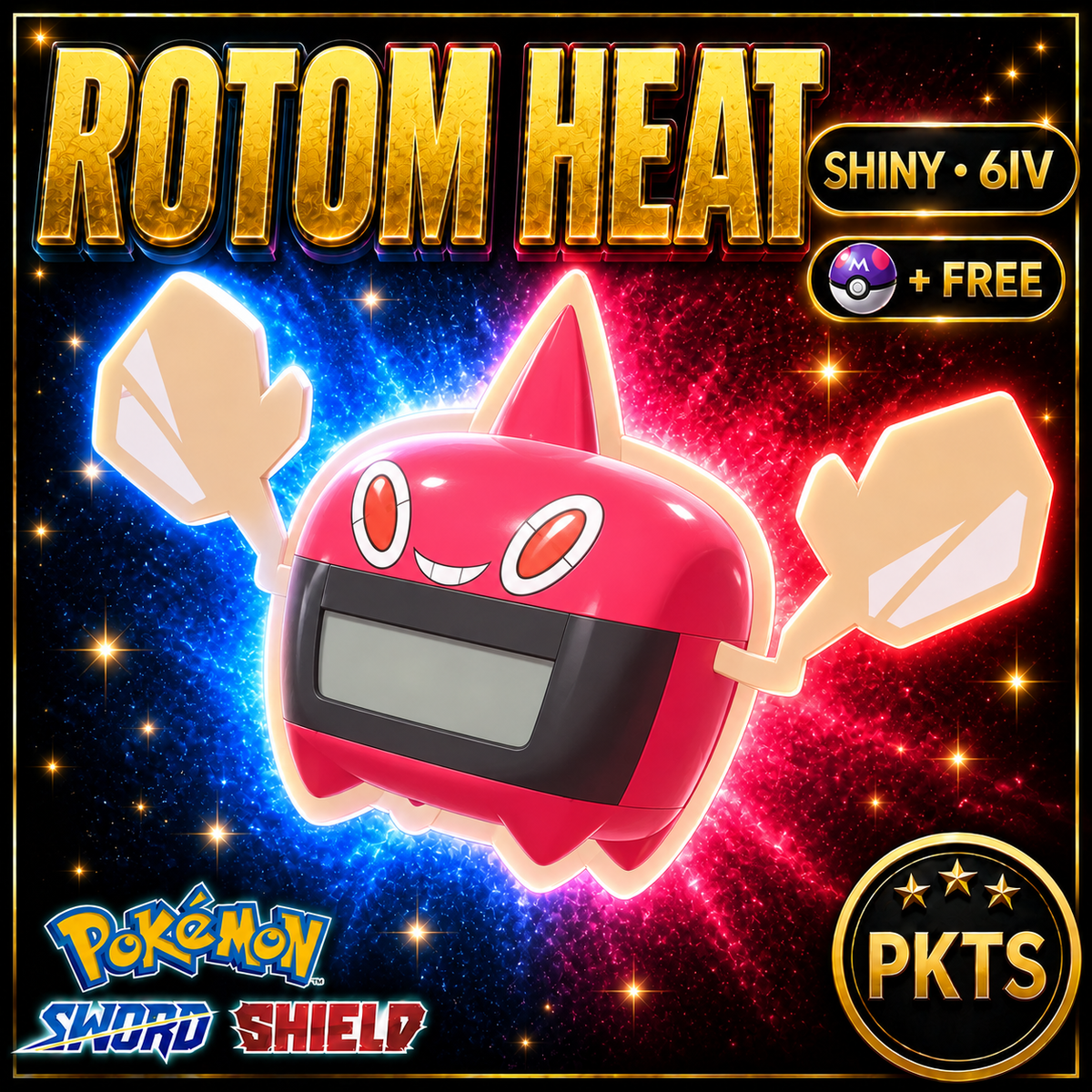 Shiny Rotom Heat Pokémon Sword Shield 6IV PKTS Image 1
