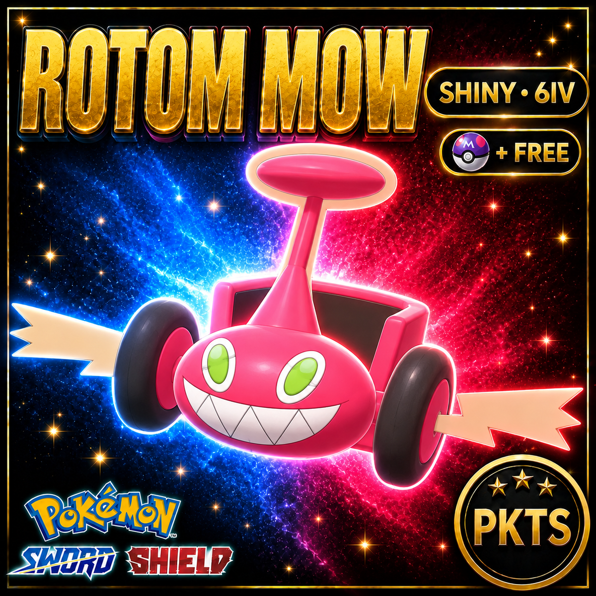 Shiny Rotom Mow Pokémon Sword Shield 6IV PKTS Image 1