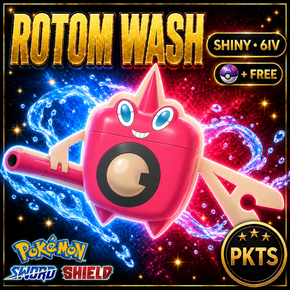 Shiny Rotom Wash Pokémon Sword Shield 6IV PKTS Image 1