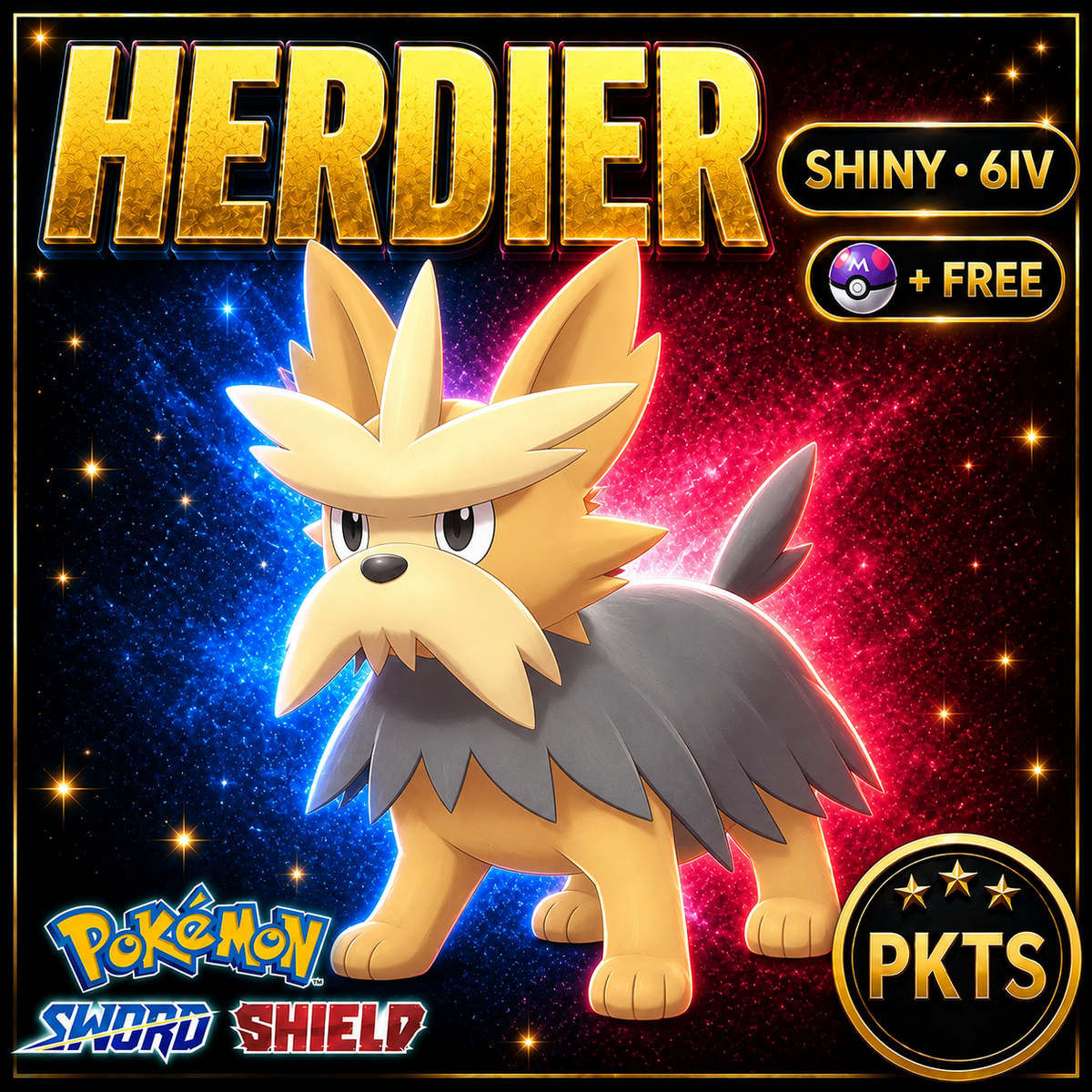 Shiny Herdier Pokémon Sword Shield 6IV PKTS Image 1