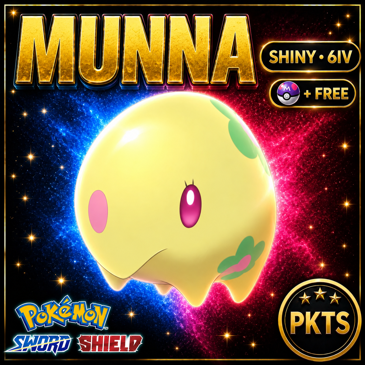 Shiny Munna Pokémon Sword Shield 6IV PKTS Image 1