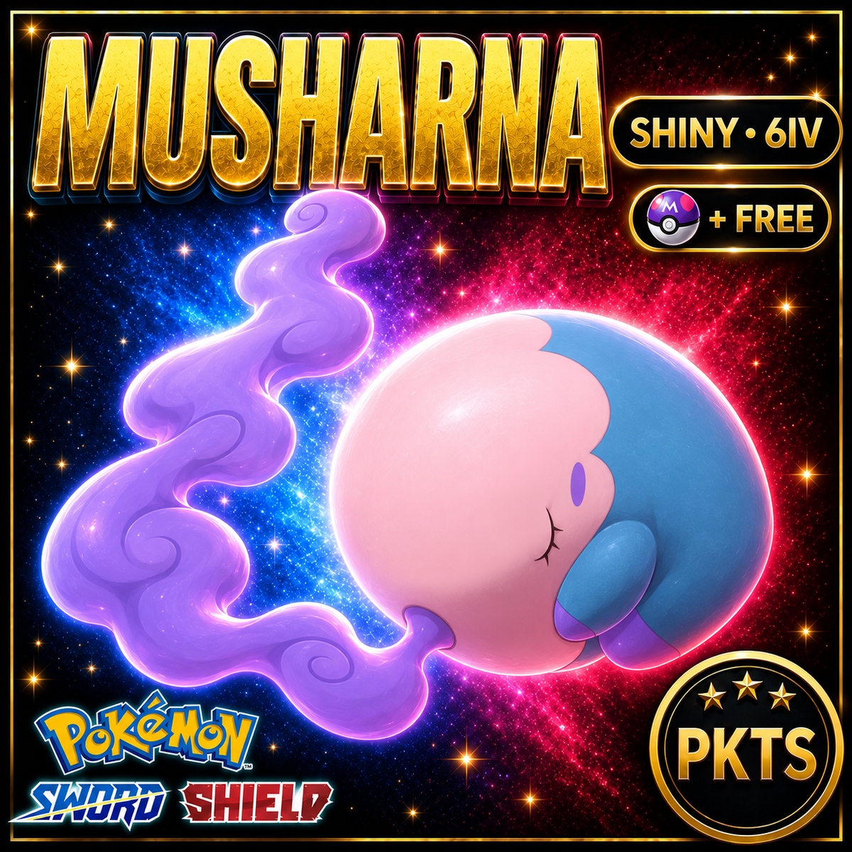 Shiny Musharna Pokémon Sword Shield 6IV PKTS Image 1