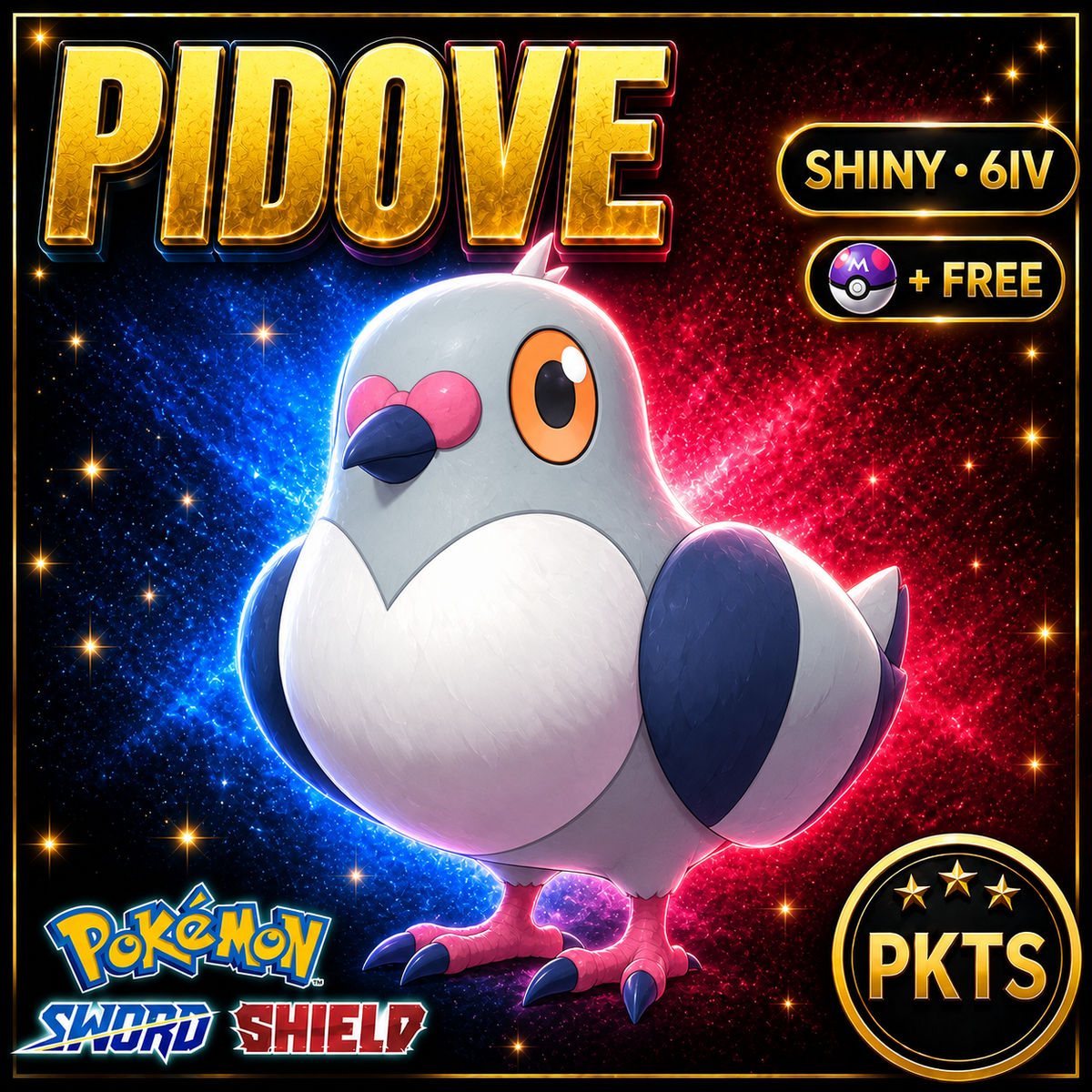 Shiny Pidove Pokémon Sword Shield 6IV PKTS Image 1