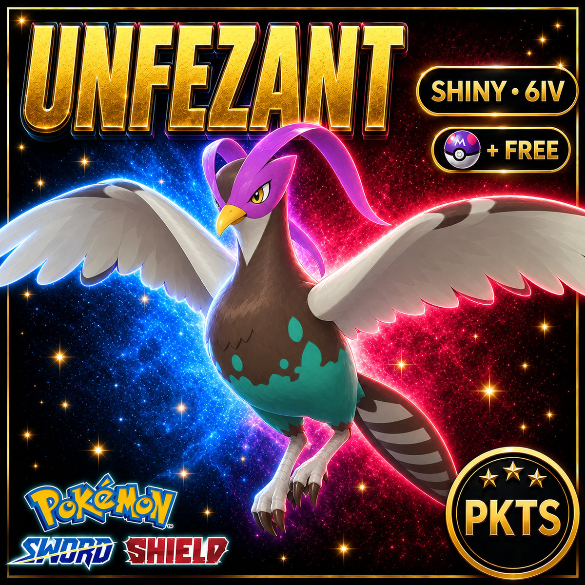 Shiny Unfezant Pokémon Sword Shield 6IV PKTS Image 1