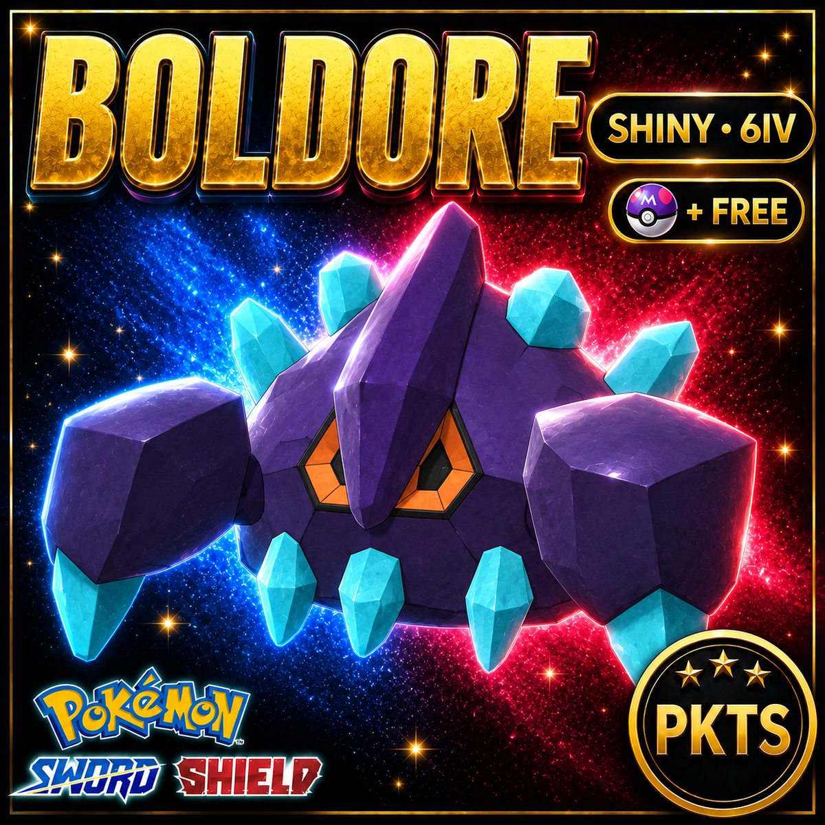 Shiny Boldore Pokémon Sword Shield 6IV PKTS Image 1