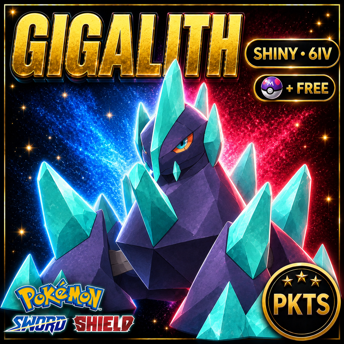 Shiny Gigalith Pokémon Sword Shield 6IV PKTS Image 1