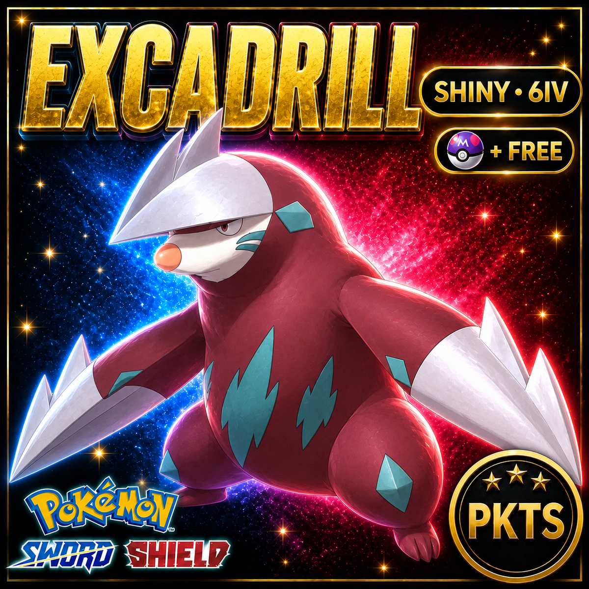 Shiny Excadrill Pokémon Sword Shield 6IV PKTS Image 1