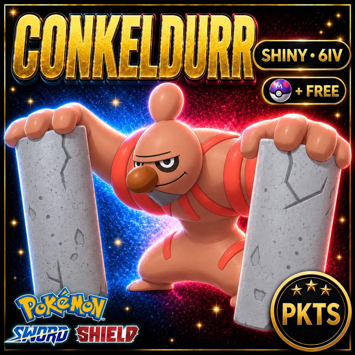 Shiny Conkeldurr Pokémon Sword Shield 6IV PKTS Image 1