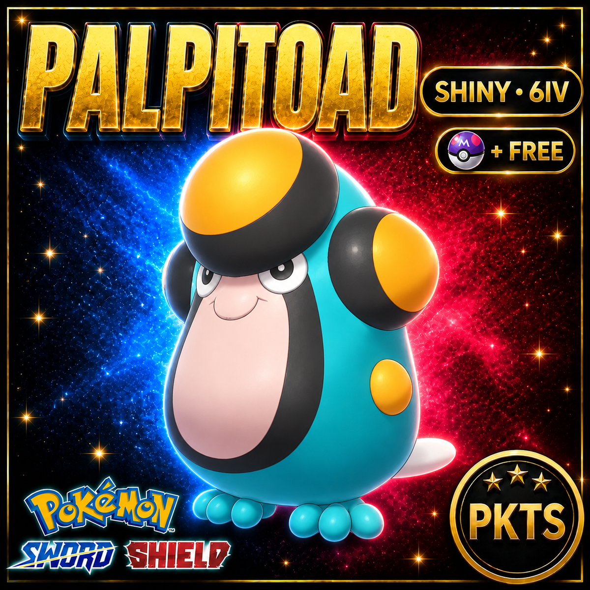 Shiny Palpitoad Pokémon Sword Shield 6IV PKTS Image 1