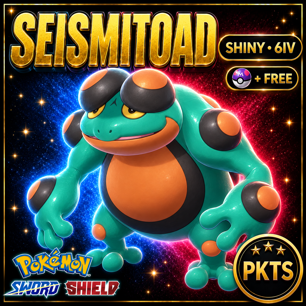 Shiny Seismitoad Pokémon Sword Shield 6IV PKTS Image 1