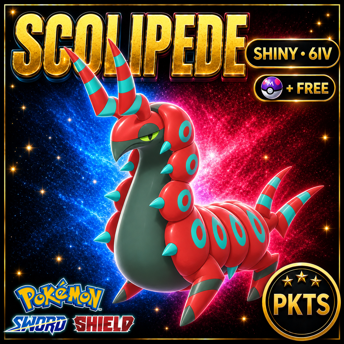 Shiny Scolipede Pokémon Sword Shield 6IV PKTS Image 1