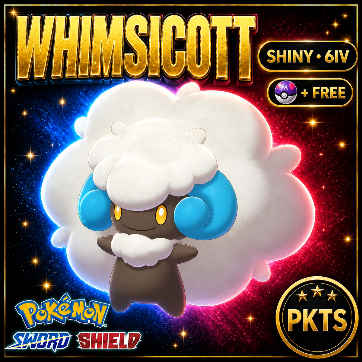 Shiny Whimsicott Pokémon Sword Shield 6IV PKTS Image 1