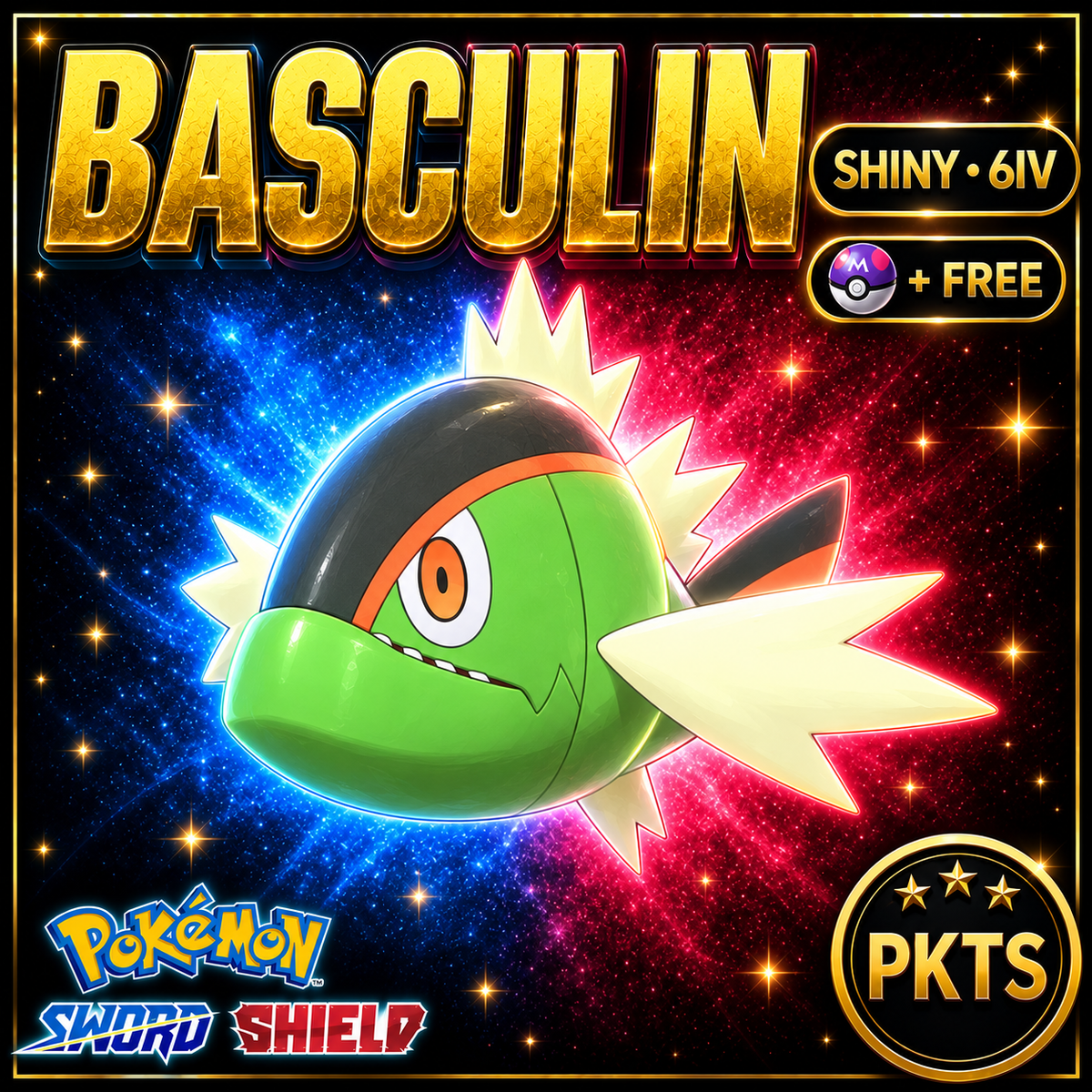 Shiny Basculin Pokémon Sword Shield 6IV PKTS Image 1