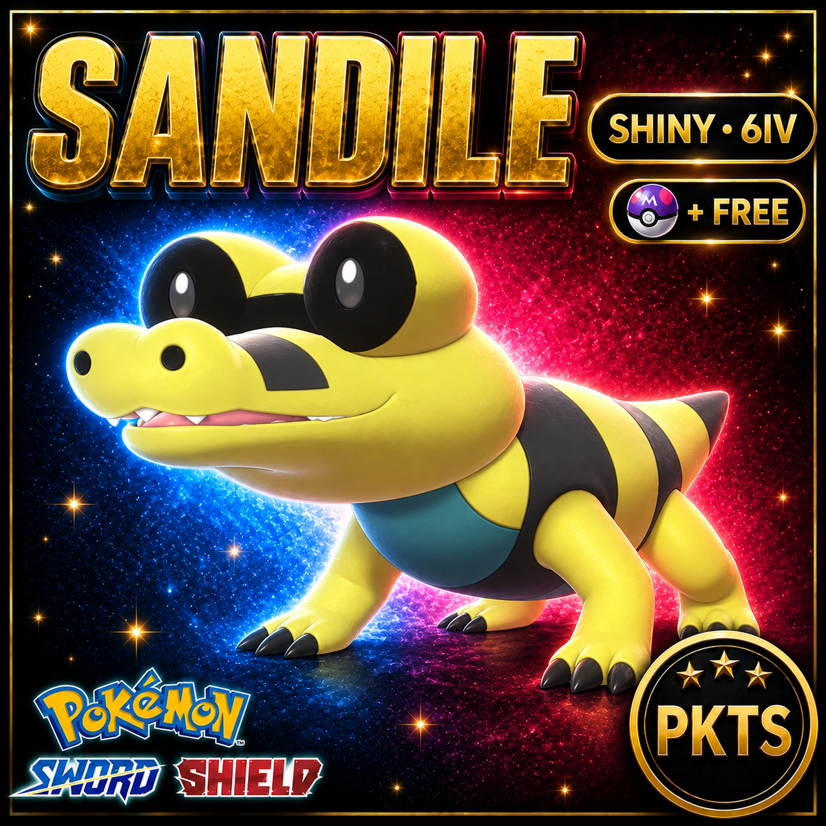 Shiny Sandile Pokémon Sword Shield 6IV PKTS Image 1