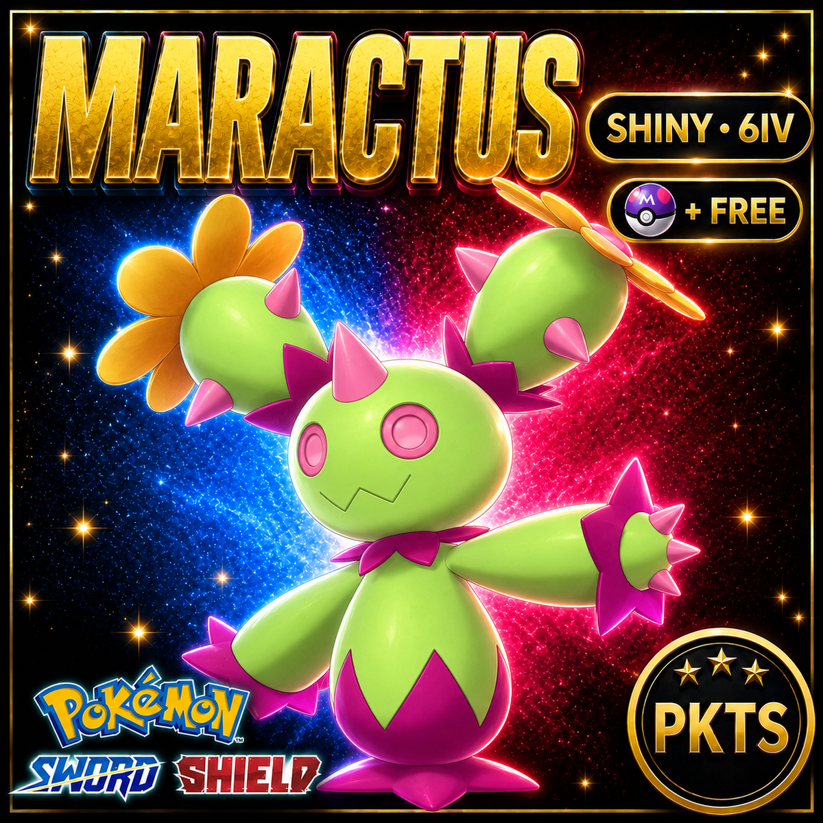 Shiny Maractus Pokémon Sword Shield 6IV PKTS Image 1